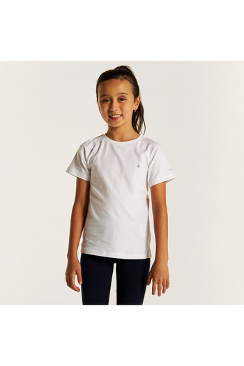Juniors Solid Crew Neck T-Shirt With Short Sleeves