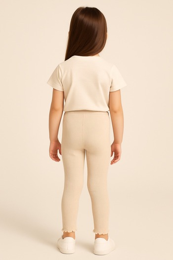 Kyex Pure Dots Girl's Summer Beige Leggings