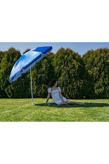 SERSIMO Umbrela de plaja pliabila cu protectie UV si inaltime reglabila, diametru 150 cm, albastru