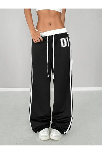 Touz Moda 01 Αριθμός Oversize Φαρδύ Φούτερ με λεπτομέρεια με κορδόνι μέσης
