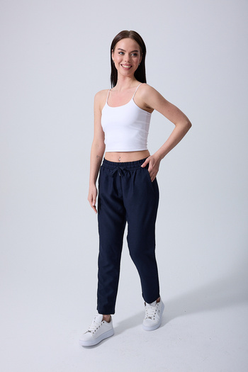 Miss couture Linen Viscose Joggers Double Pocket Relaxed Cut 7/8 Leg Length. Designed for Summer and Spring Months