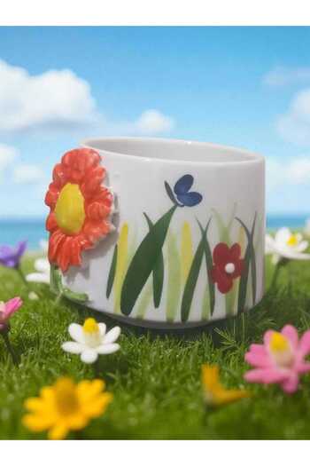 Home Ceramic Handcrafted 3D Relief Sunflower Pattern Mug