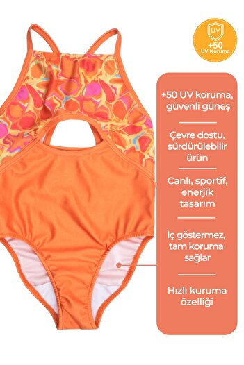 Ozmoz By Mukadder Özden +50 Uv Protection Orange Girl's Swimsuit