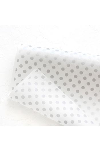Bimotif Package Paper, Metallic Polka Dot, Silver-White, 50X70 cm 15 Pcs