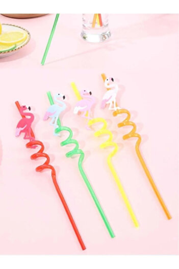 AYGÖREN HOME 4 Cute Colorful Emoji Straws - Cocktail Home Decoration