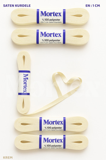 Mortex Κρεμ Σατέν Κορδέλα 1cm 10mt - Κορδέλα για Συσκευασία, Γάμος, Αρραβώνας, Προίκα, Δώρο, Στολισμός