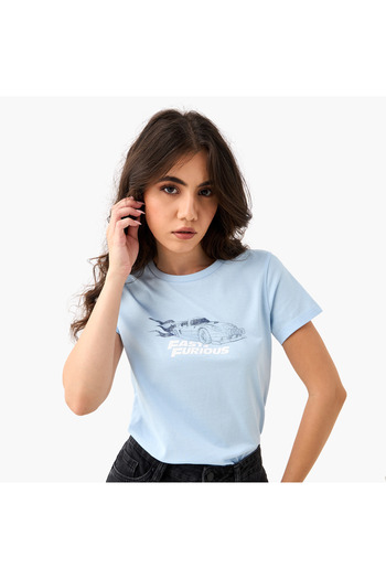SP Characters Fast and Furious Print Crew Neck T-shirt