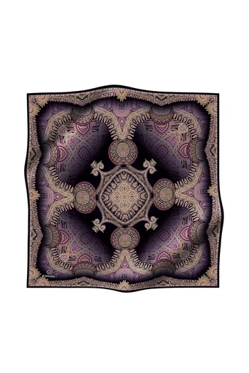 Vissona Twill Silk Scarf Black, Purple