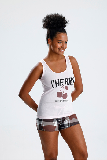 VOSSAX Women's Summer Pajama Set with Rope Strap Undershirt Shorts