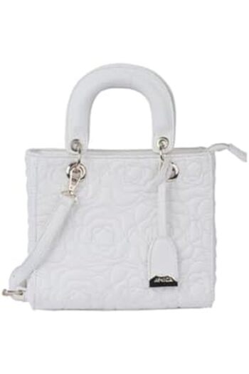 AMICA Silene Floral Ladies Crossbody Handbag Leather with Detachable Strap - Ivory