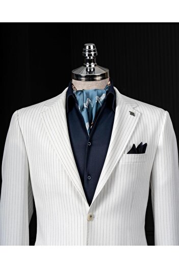 TerziAdemAltun Italian Style Slim Fit Seersucker Fabric Jacket Pant Suit Ecru T13875