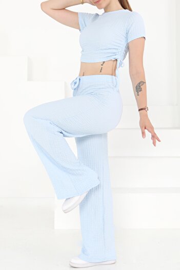 TOFİSA Yan Bağcıklı Takım Bebe Mavi - 27277