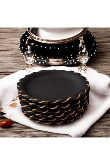 BARITCIOGLU Leather Tea Coaster Tea Plates Set of 6
