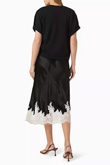 3.1 Phillip Lim Drapeli T-Shirt Elbise Dantel Etek, Jersey Üst ve Rahat Şıklık
