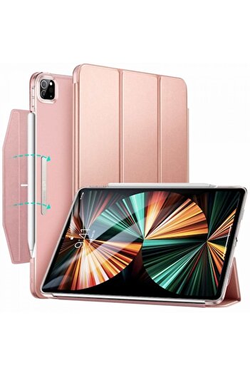 Petite Tuds Flip case for Apple iPad 12.9" 2018-2021, stylus holder and stand, rose gold eco-leather