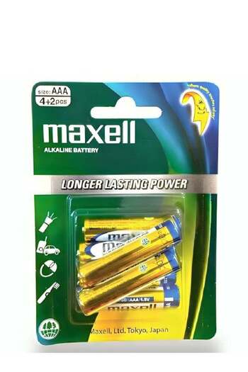 Maxell 6 Pcs AAA Longer Lasting Power Alkaline Battery