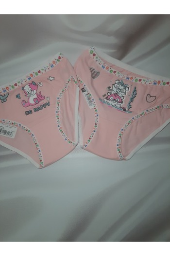 Butik Pink Patterned Passion Elastan Bato Front Printed 2 Pcs Girls Panties