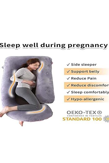 molody G-Shaped Pregnancy and Breastfeeding Pillow with Removable Velvet Cover