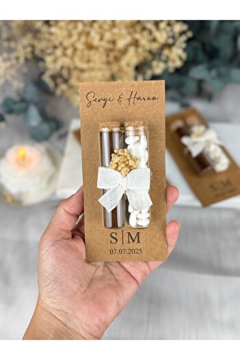Armoni 25 Adet Cam Şişede Kahve&Kalp Şekerleme Seti, Düğün Nişan Kına Hediyeliği