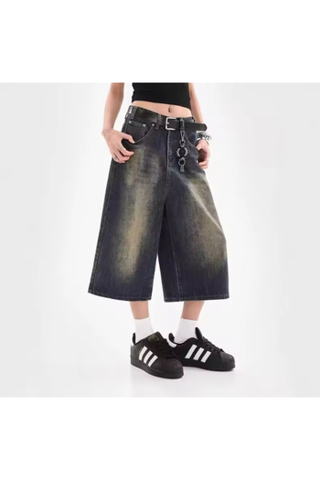 Weekeep Y2k Πλενόμενο ύφασμα Unisex Jean Bermuda/Σορτς