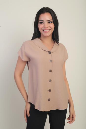 By Saygı Women's Shawl Collar Oversize Shirt