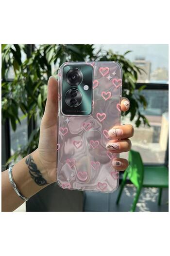Zebana Oppo Reno11 F 5g Compatible Case Zebana Pink Heart Silicone Case Pink