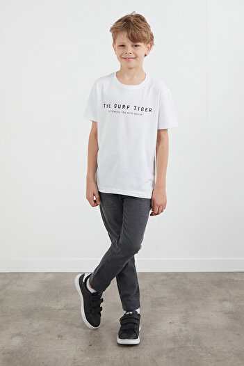 Fulla Moda 100% Cotton the Surf Tiger Printed Boy's T-Shirt