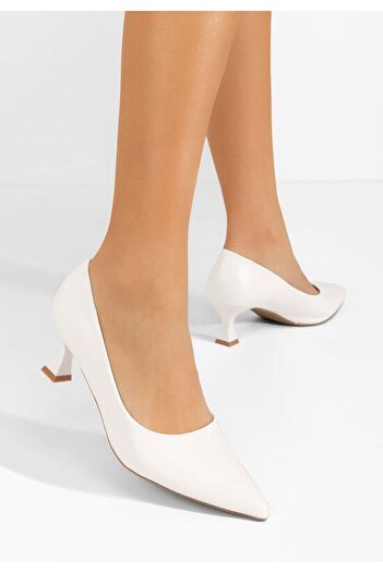 B T Shoes White Omarosa thin heel shoes