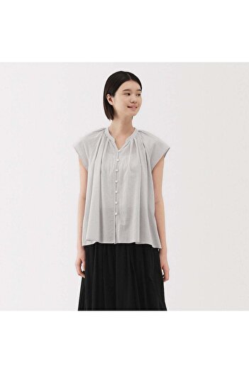 Muji High Twisted Veil French Sleeve Blouse