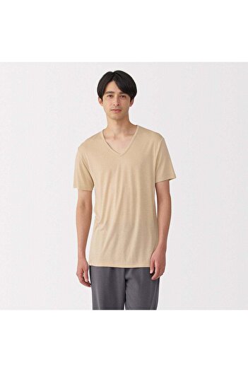 Muji Cool Touch Lyocell V Neck Short Sleeve T-Shirt