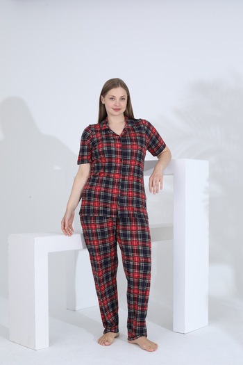 Evia Angelique Bamboo Short Sleeve Front Button Women's Pajamas Set 22007