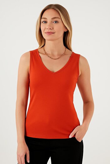 Fashion Friends Front Back V-Neck Tank Top Red