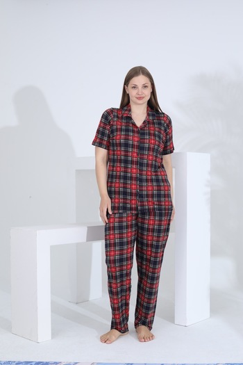 Evia Angelique Bamboo Short Sleeve Front Button Women's Pajamas Set 22007