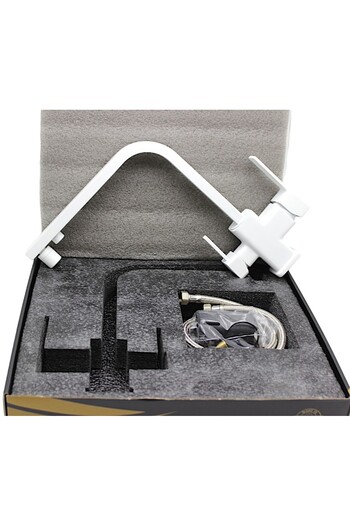 Class Armatür Aritmali White Square Sink Faucet