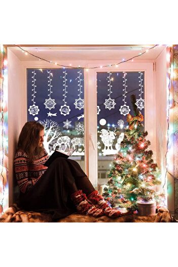 TUIBEIDAMAI Set of 2 sheets of TUIBEIDAMAI Christmas window stickers, paper/PVC, white