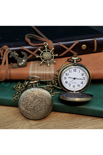 Wolawood Nostalgic Chain Pocket Watch Metal Chain Watch Antique Ottoman Style Special Retro Gift Collection