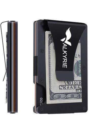valkyrie Rfid Protected Aluminum Metal 20 Cards Capacity Slim Lightweight Secure Card Holder Black