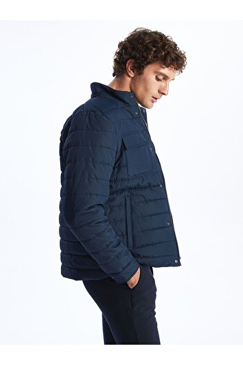 LC Waikiki Ανδρικό πουπουλένιο παλτό Navy Blue Standard Fit Stand Collar