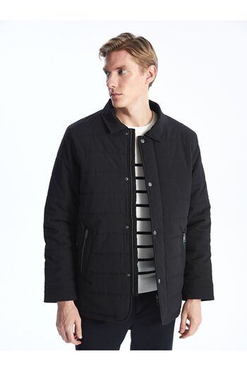LC Waikiki Black Standard Fit Shirt Collar Men's Coat