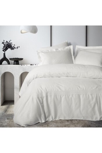 Cotton Box Luxury bedding set with satin embroidery, duvet cover 200x220cm, CottonBox, Galant White