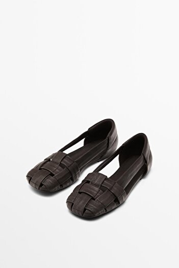 Massimo Dutti Yumuşak deri bantlı sandalet
