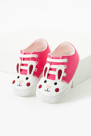 yummy kids First Step Lace-Up Rabbit Embroidered Comfortable Non-Slip Sole Baby Girl Booties Shoes