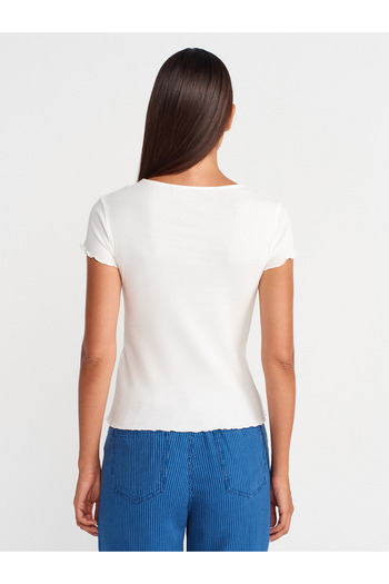 Dilvin 31935 Short Sleeve T-Shirt-Ecru
