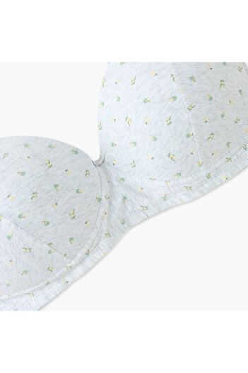 FAV All-Over Floral Print Non-Wired Bra with Hook and Eye Closure