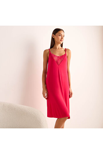 FAV Lace Detail Night Dress with Adjustable Straps