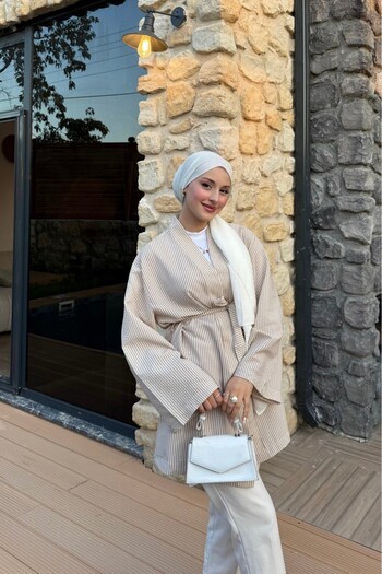lurex moda Striped Kimono