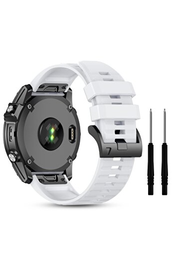 O Ozone Silicone Bands For Garmin Fenix 7X | Fenix 6X 5X 5P 5 Plus 6X Pro 3-White