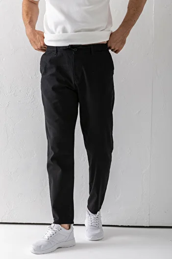 JB John Borners Men's Adjustable Waist Pocket Jogger Trousers Black - 5060