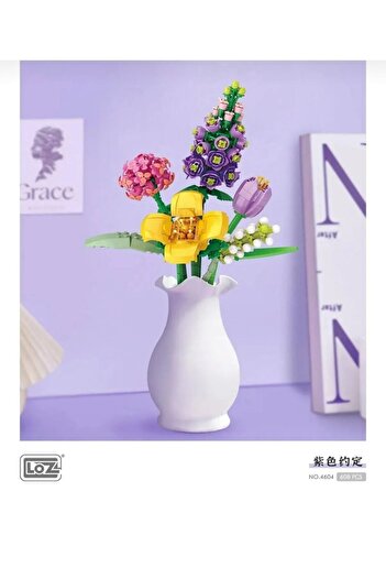 scntoys مجموعة صنع باقة الزهور المزخرفة ليغو 608 قطعة مجموعة صنع زهرة الخزامى واللافندر الأرجوانية والزنبق ليغو