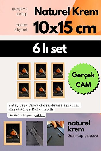 AtlasSG 20mm 6 Frame Glazed 10X15 cm 6Pcs Photo Picture Frame Standing or Wall Hanging Horizontal-Vertical